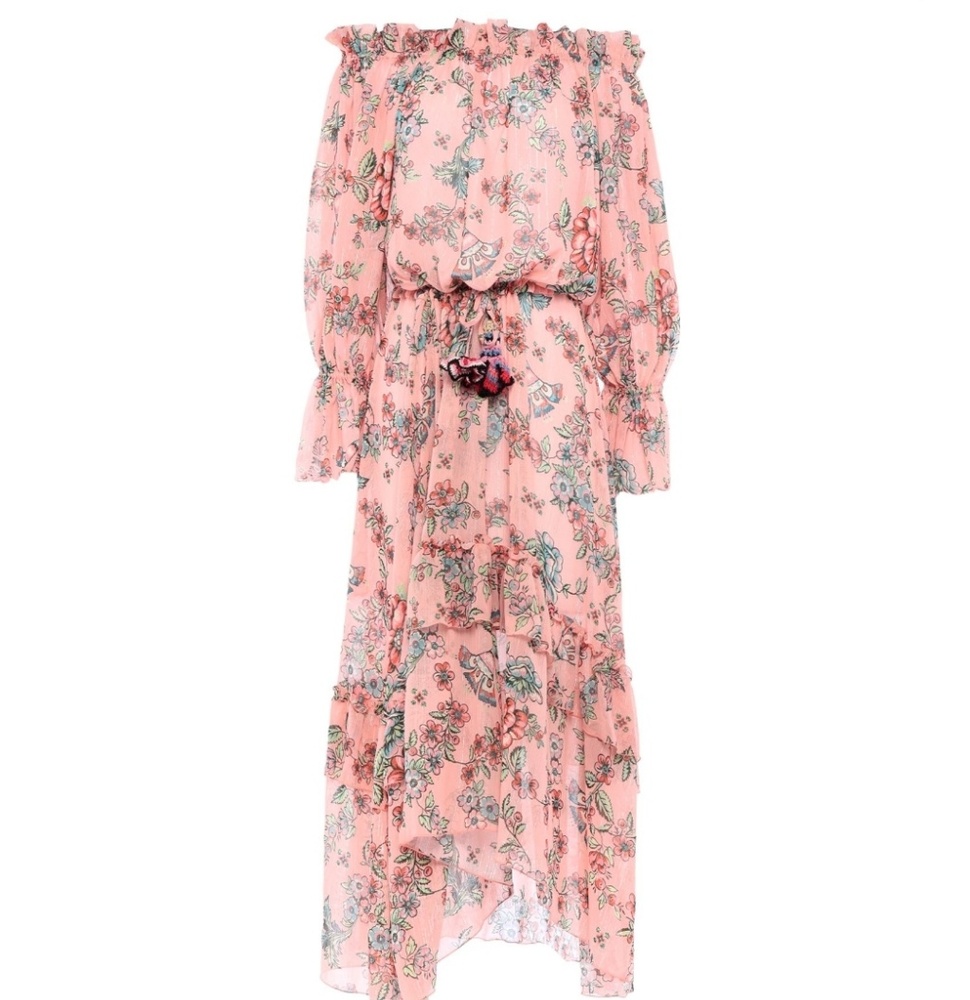 ANJUNA Lace Midi Peasant Dress